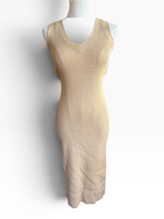 Michael Kors Dresses & Skirts - Michael Kors Gold Metallic Ribbed Knit Midi Dress Sleeveless